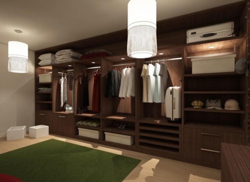 Классическая гардеробная комната из массива с подсветкой Туркестан