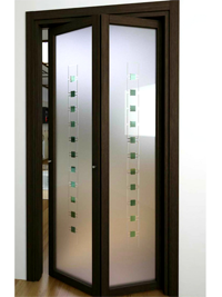 Складные двери гармошка с матовым стеклом Туркестан