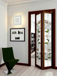 Двери гармошка с витражным декором Туркестан