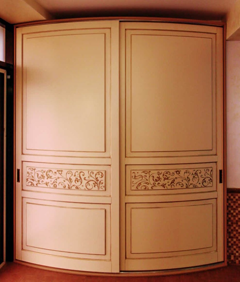 Радиусный шкаф купе с фрезеровкой, эмаль Туркестан